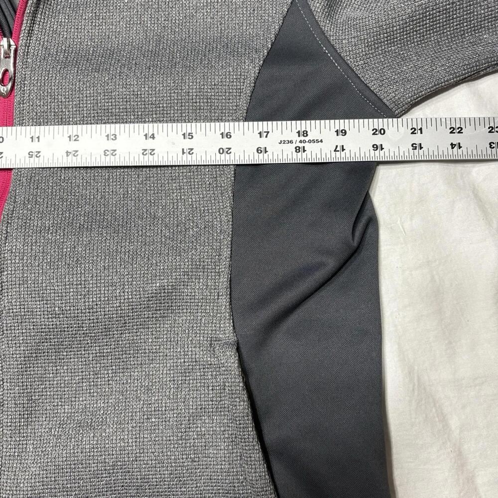 Spyder Women's Large Waffle Knit Fleece Lined Jacket Gray Pink Full Zip Hooded - Picture 3 of 14